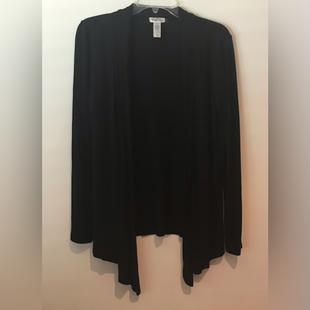 S Women's Black Open Front Cardigan